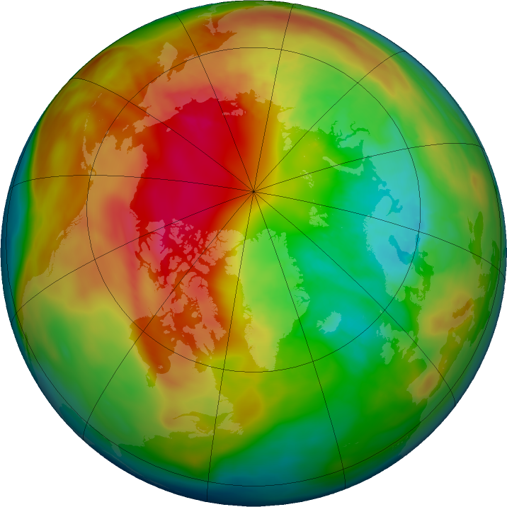 Arctic ozone map for 07 March 2016